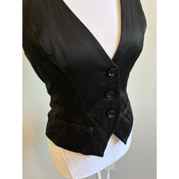 Y2k 90s Black BEBE Vest XS Academia Fitted Corset Whimsigoth Rock Office Siren - Picture 5 of 14
